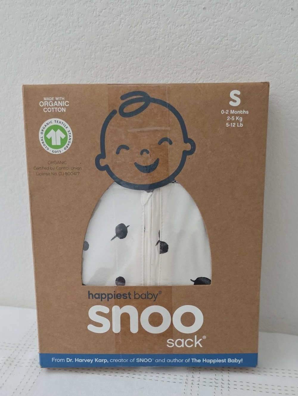 Happiest Baby Snoo Baby Sleep Sack Swaddle Organic Cotton Ivory Planet size S